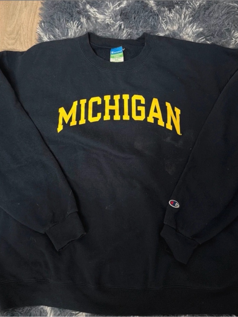 Champion Black Crewneck with Yellow MICHIGAN Arch